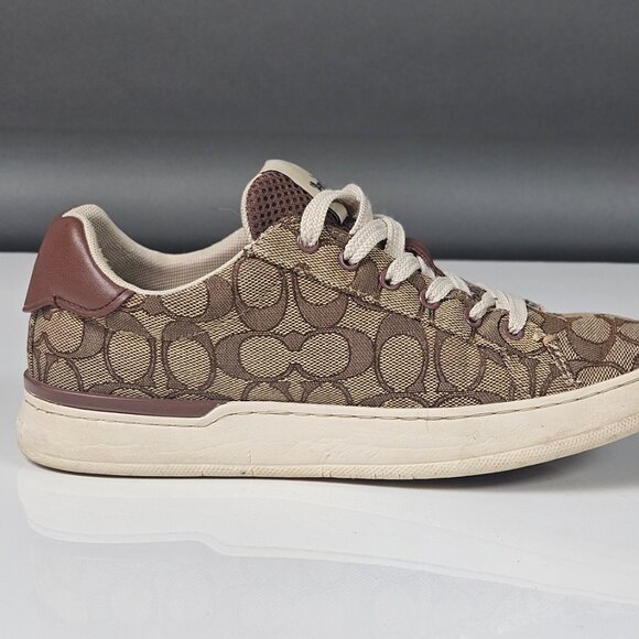 Coach Khaki Signature Jacquard Clip Low Top high Line Sneaker size 8 - Picture 8 of 16